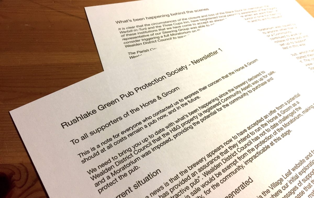 RUSHLAKE GREEN PUB PROTECTION SOCIETY – NEWS