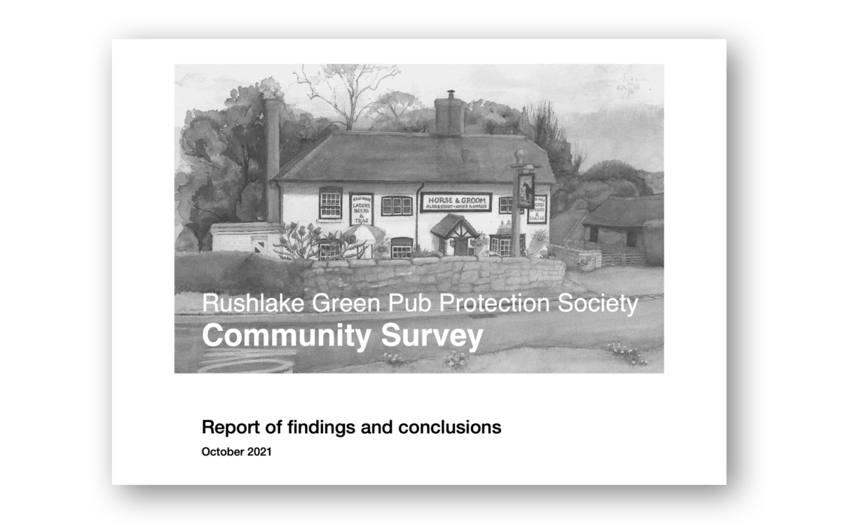 COMMUNITY SURVEY CONFIRMS STRONG SUPPORT FOR PUB IN RUSHLAKE GREEN
