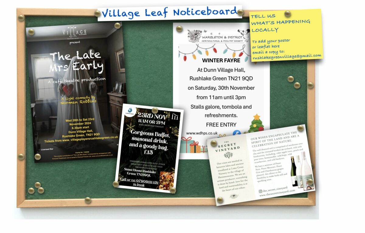 LATEST ON THE VILLAGE LEAF NOTICEBOARD