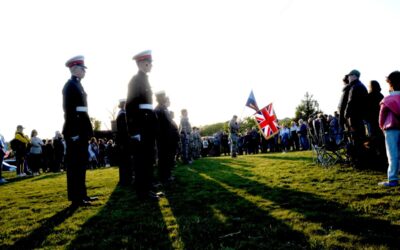 A LANDMARK  COMMEMORATION OF VE 80 DAY ON RUSHLAKE GREEN